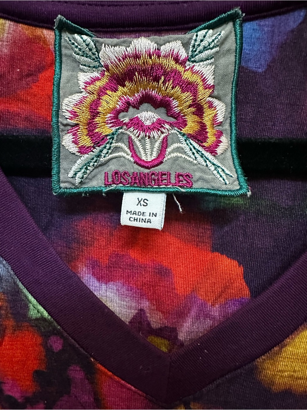 Johnny Was Purple Multi Floral V-Neck Long Sleeve Tee - Picture 4 of 7